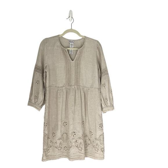 Tommy Bahama St. Lucia Split Neck Dress Cover Up - Tan Beige Size XS Boho Summer - Picture 2 of 9